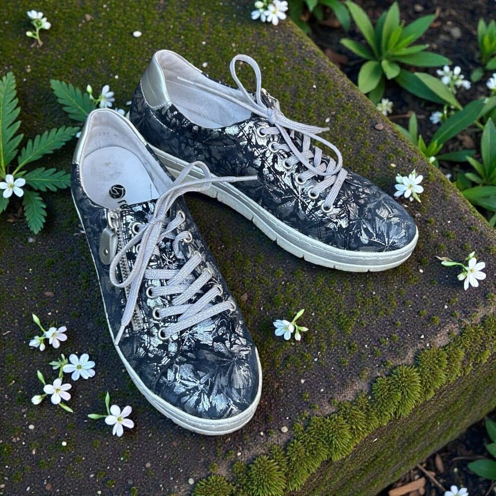 Remonte Kaja Sneakers D5800-18 Metallic Silver Navy Blue Size 38